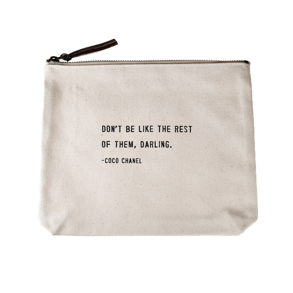 Sugar Boo &‎ Co Coco Chanel Quote Cream Canvas Pouch